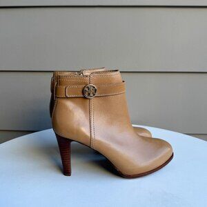 Tory Burch Bristol Ankle Boots Womens 8M Tan Camel Leather Booties